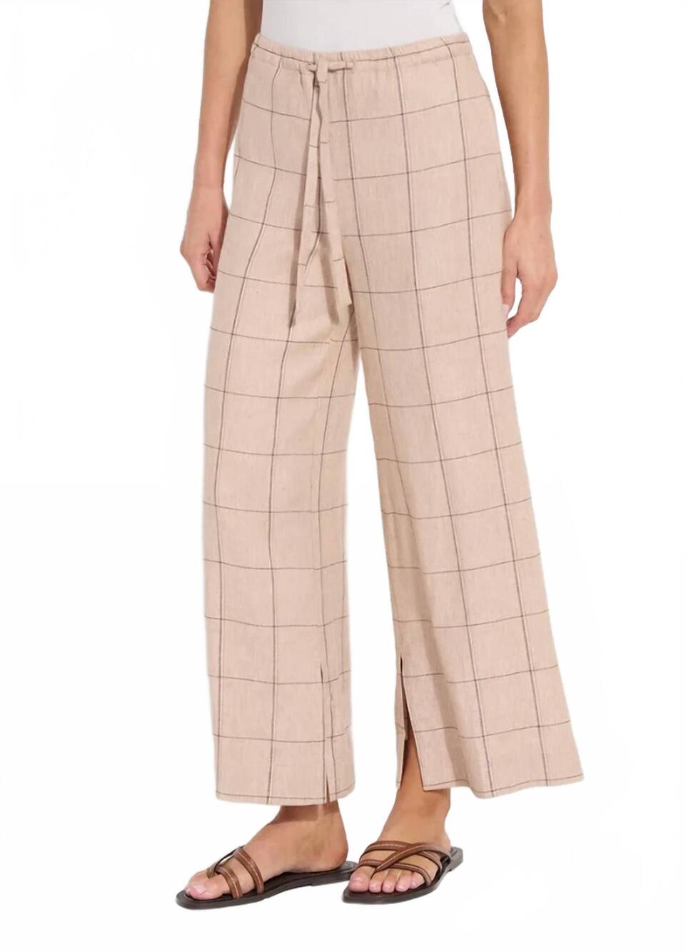 NEW LYSSE nixie linen pants in plaid